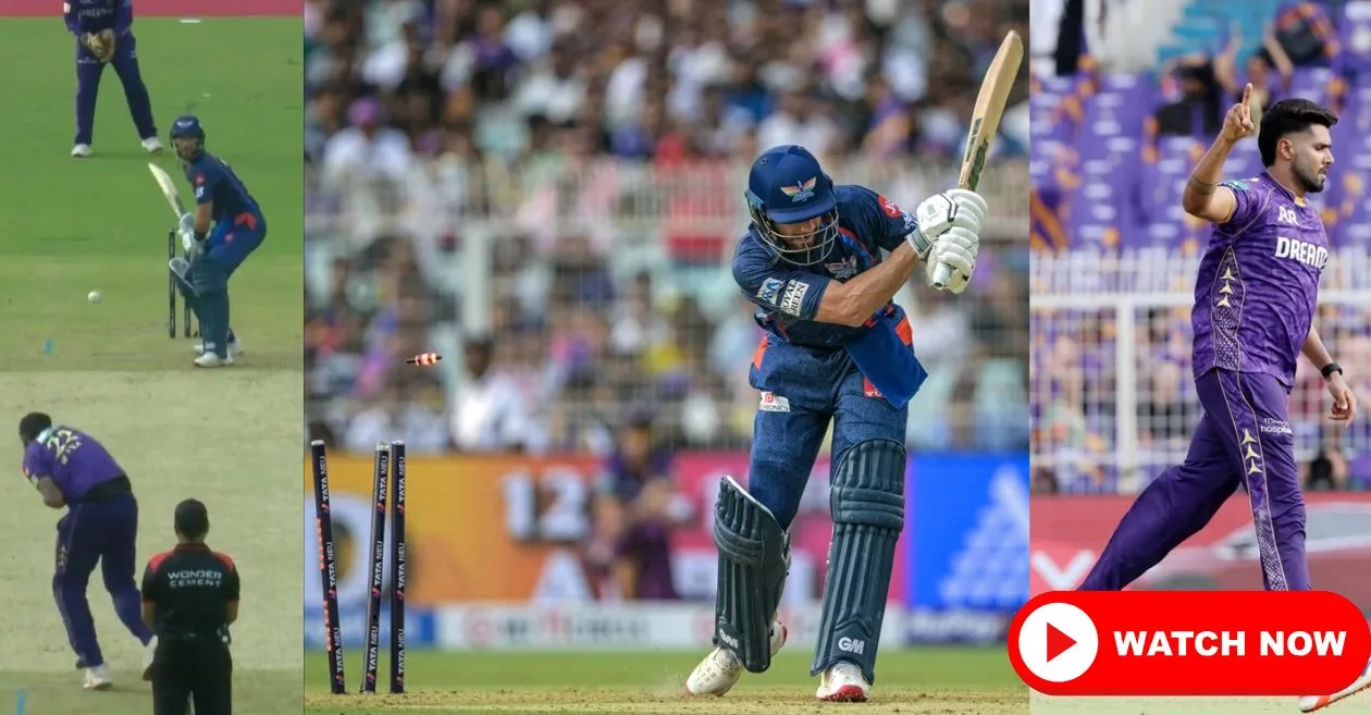 WATCH: Harshit Rana gives a fiery send off to Aiden Makram after shattering his stumps during KKR vs LSG in IPL 2025