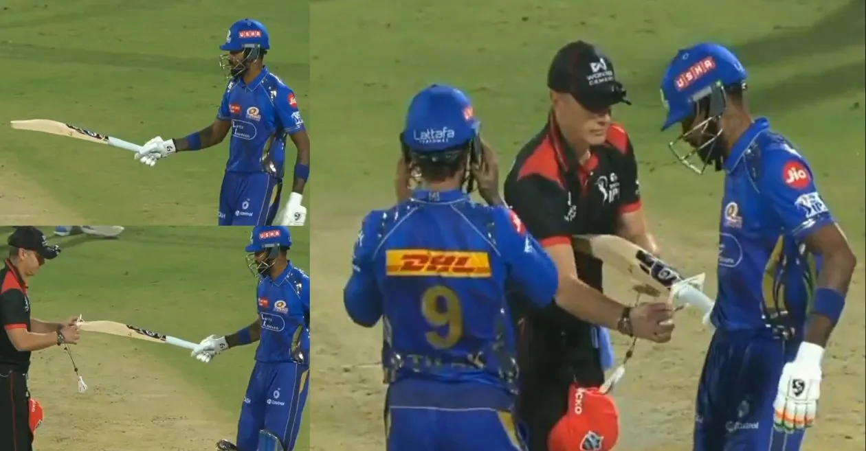 Here’s the reason why umpire checked Hardik Pandya’s bat during DC vs MI game in IPL 2025