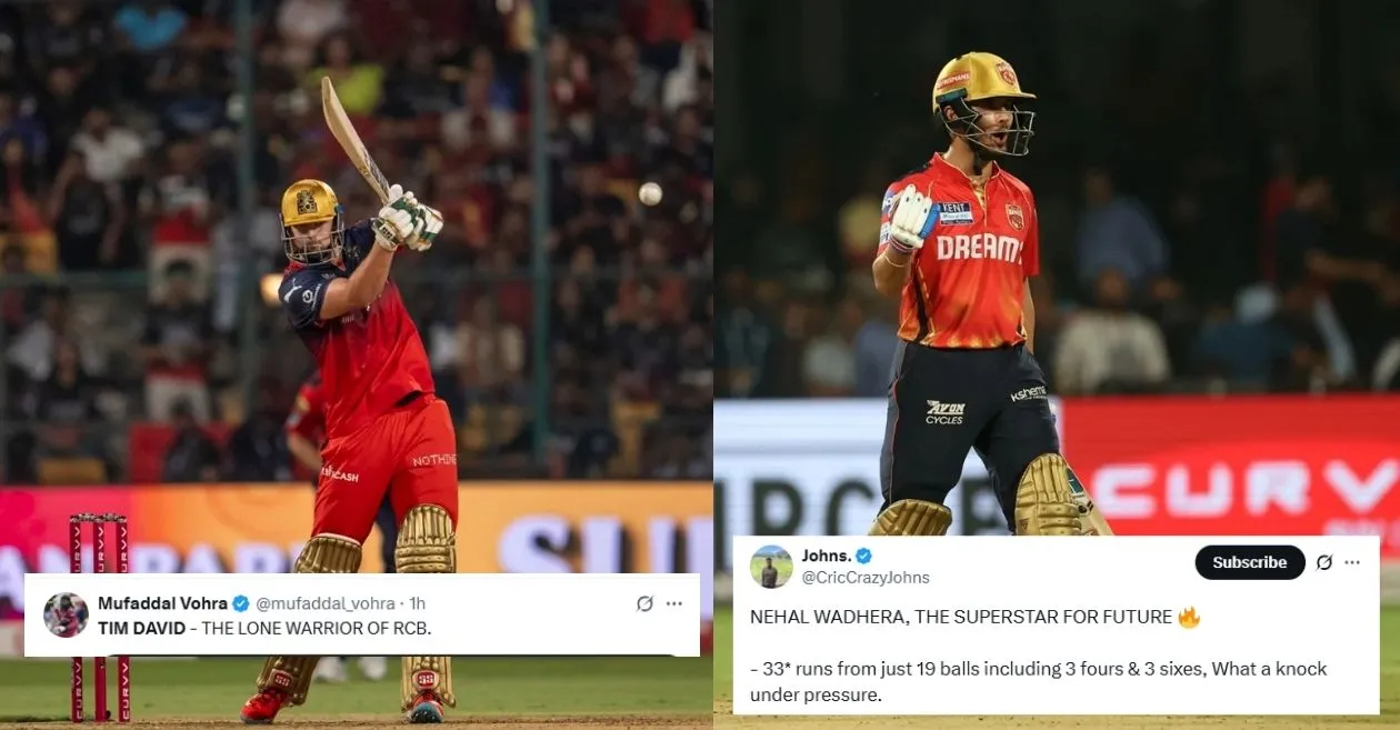 IPL 2025: Fans erupt as Tim David’s valiant effort falls short, with Nehal Wadhera shining in Punjab Kings’ victory over RCB
