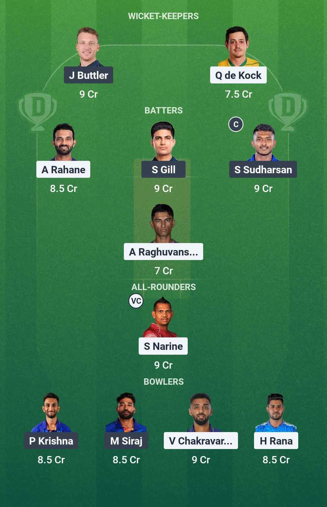 KKR vs GT Dream11 Team for today's match (April 21)