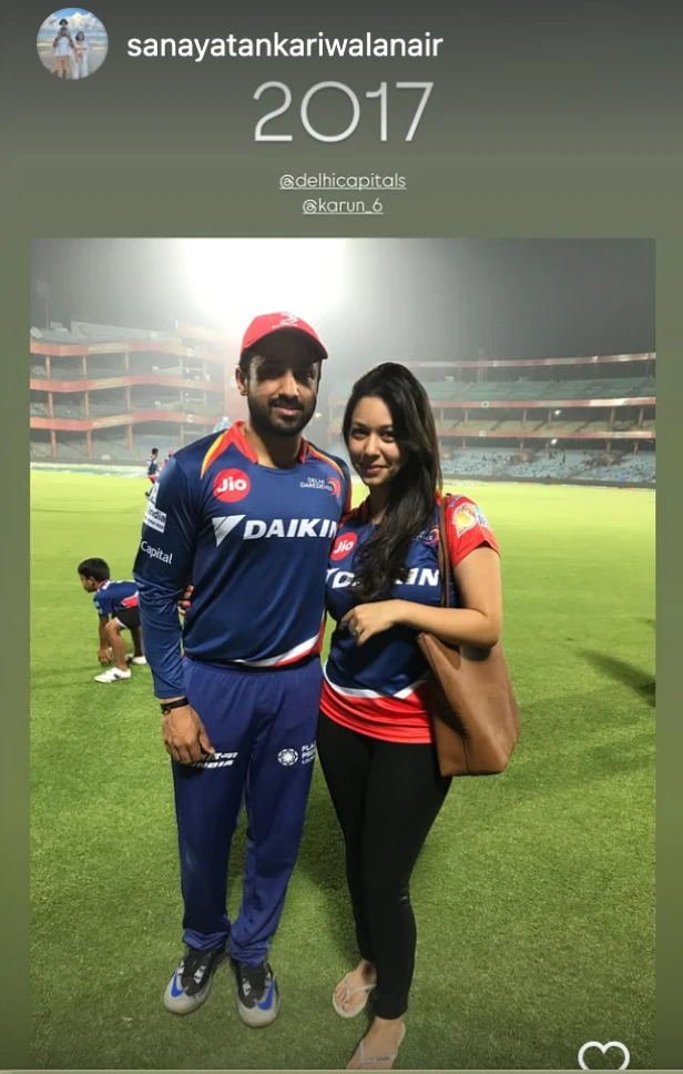 Karun Nair with wife Sanaya Tankariwala