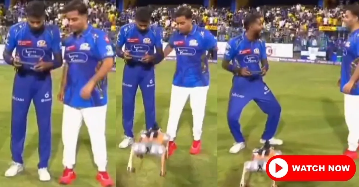 IPL 2025 [WATCH]: Mumbai Indians owner Akash Ambani and Hardik Pandya’s playful antics with robot dog ‘Champak’