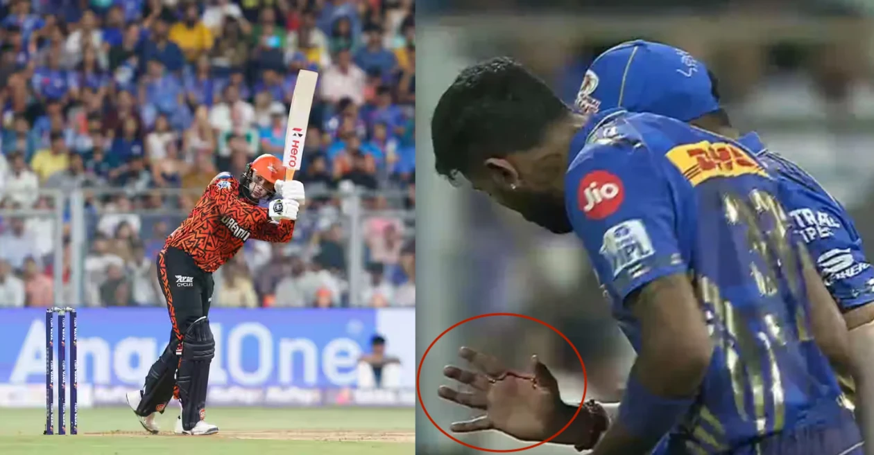 MI vs SRH: Abhishek Sharma’s powerful shot injures Karn Sharma, causes bleeding as he attempts a catch in IPL 2025
