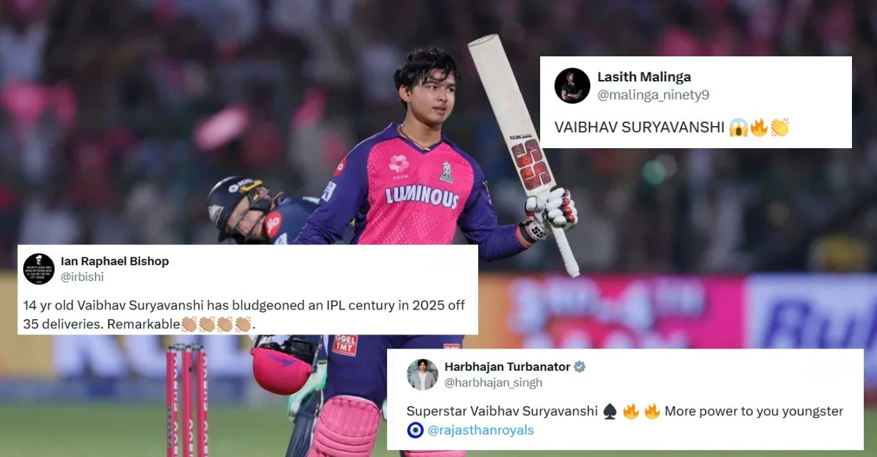 Cricket world erupts as Vaibhav Suryavanshi shatters IPL records with blistering 35-ball century | RR vs GT