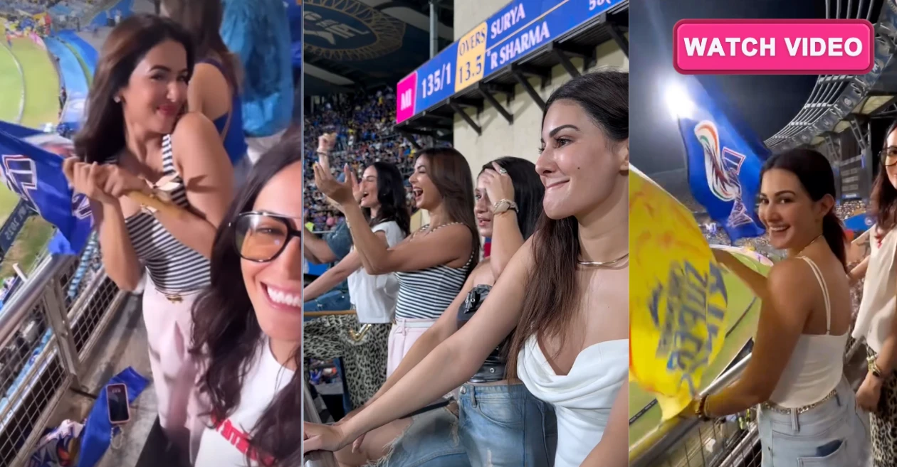 WATCH: Sonal Chauhan, Amyra Dastur and other actresses cheer for their favourites during MI vs CSK clash at the Wankhede – IPL 2025