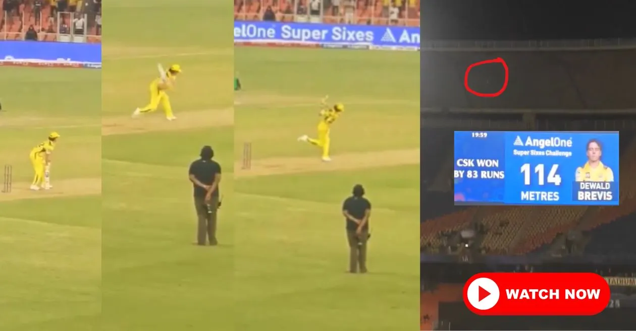 WATCH: Dewald Brevis smashes 114-metre six to win INR 2 lakh in Super Sixes Challenge after IPL 2025 match