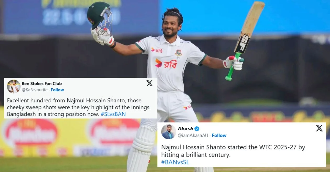 Fans erupt as Najmul Hossain Shanto hits a gritty century on Day 1 of the first Test – SL vs BAN