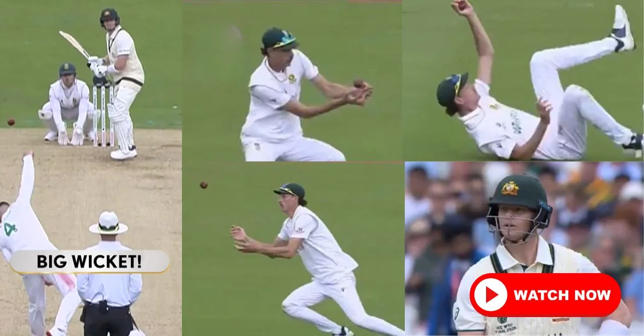 SA vs AUS [WATCH]: Marco Jansen takes a sensational juggling catch to get rid of Steve Smith | WTC 2025 Final, Day 1