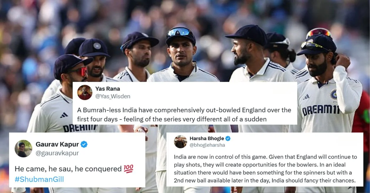 Fans react as England stumble to 72/3 at stumps with Shubman Gill’s India firmly on top at Edgbaston