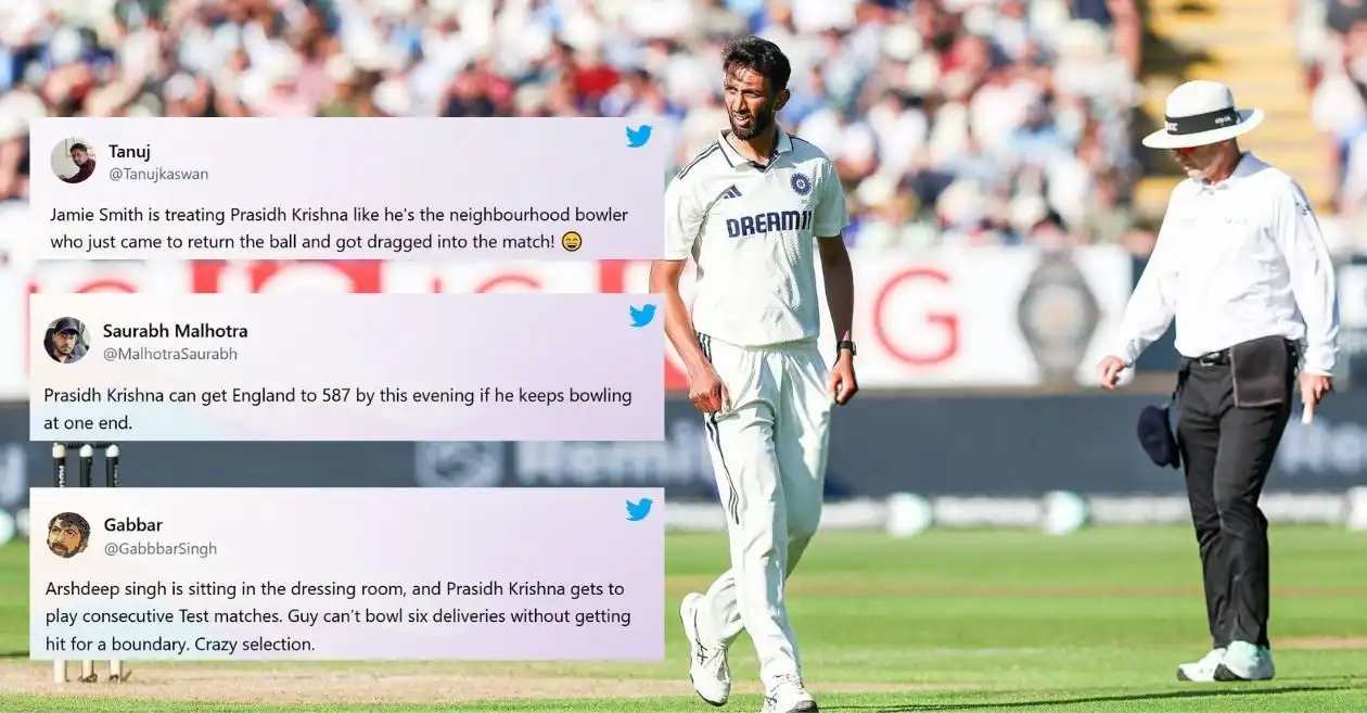 ENG vs IND: Fans slam Prasidh Krishna for disastrous bowling spell on Day 3 of Edgbaston Test