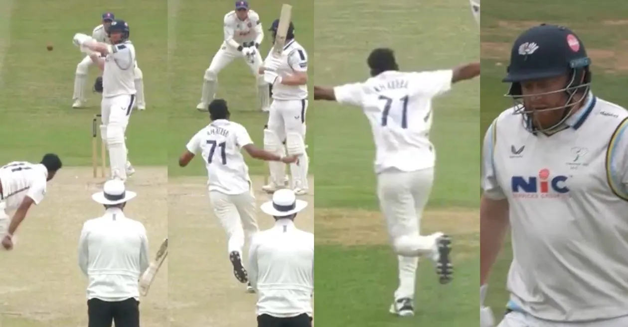 WATCH: Khaleel Ahmed opens County Championship account with Jonny Bairstow’s prized scalp