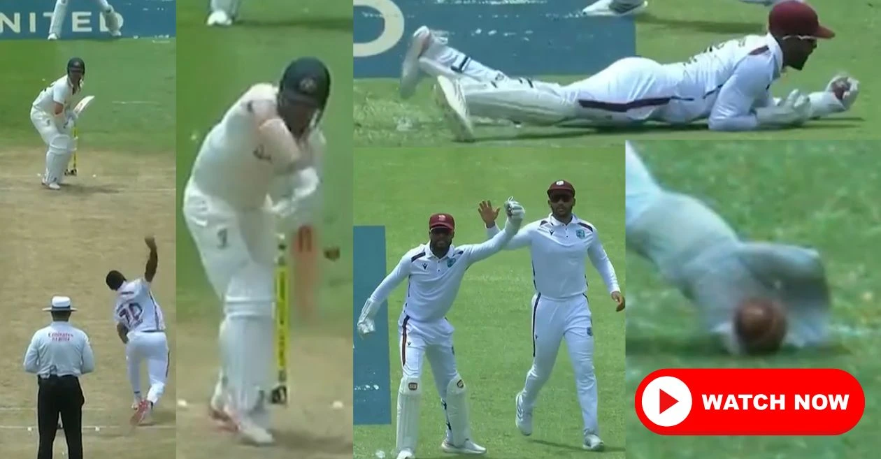 WI vs AUS [WATCH]: Shai Hope’s one-handed stunner sends Travis Head packing on Day 1 of Grenada Test