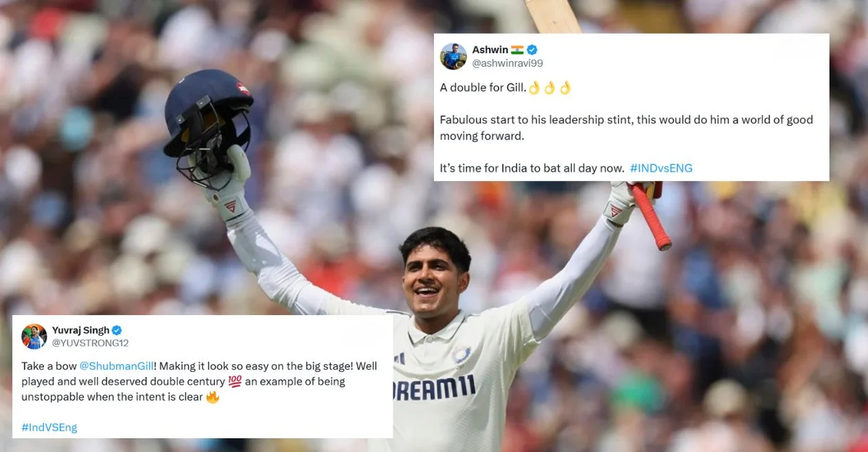 ENG vs IND: Cricket fraternity reacts as Shubman Gill becomes 1st Indian captain to hit a Test double century in England