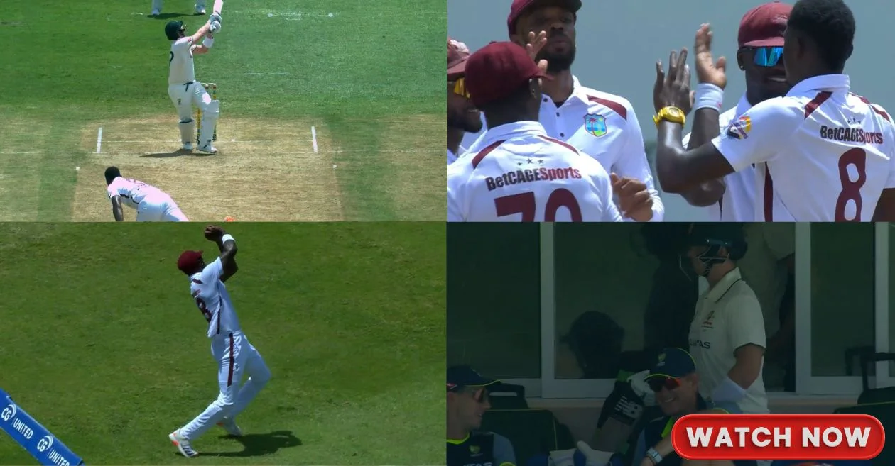 WI vs AUS [WATCH]: Steve Smith fails on return as Alzarri Joseph strikes in fierce opening spell on Day 1 of Grenada Test
