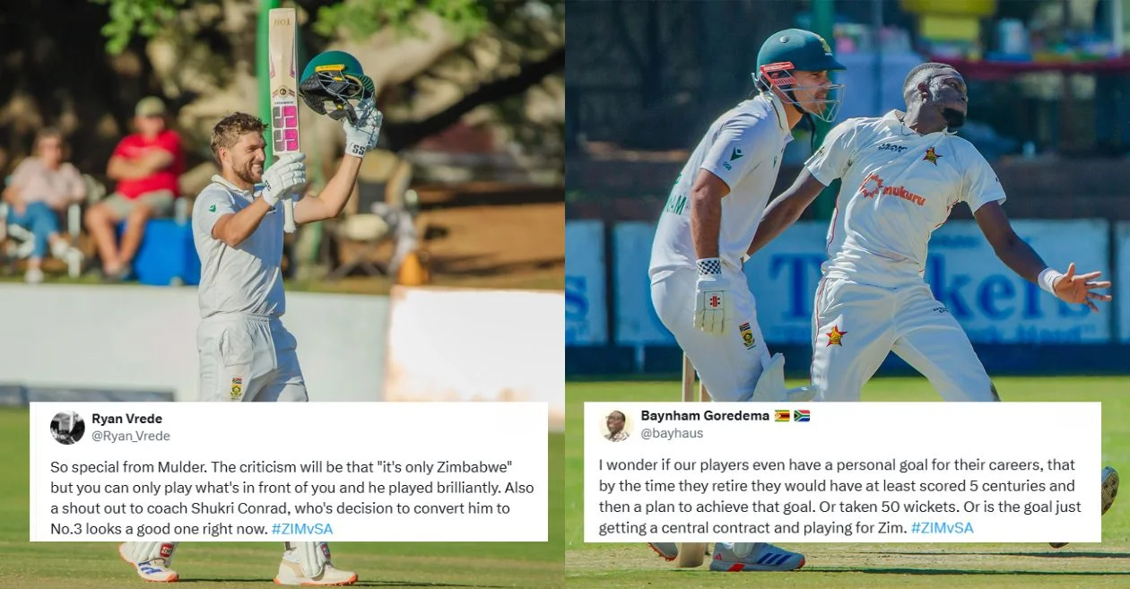 Fans react as Wiaan Mulder’s batting brilliance puts South Africa in control against Zimbabwe on Day 1 of second Test