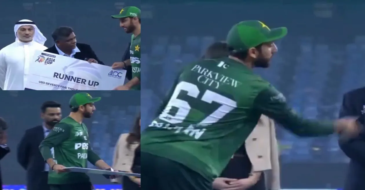 WATCH: Pakistan skipper Salman Agha vents frustration by throwing runners-up cheque after Asia Cup 2025 final defeat to India