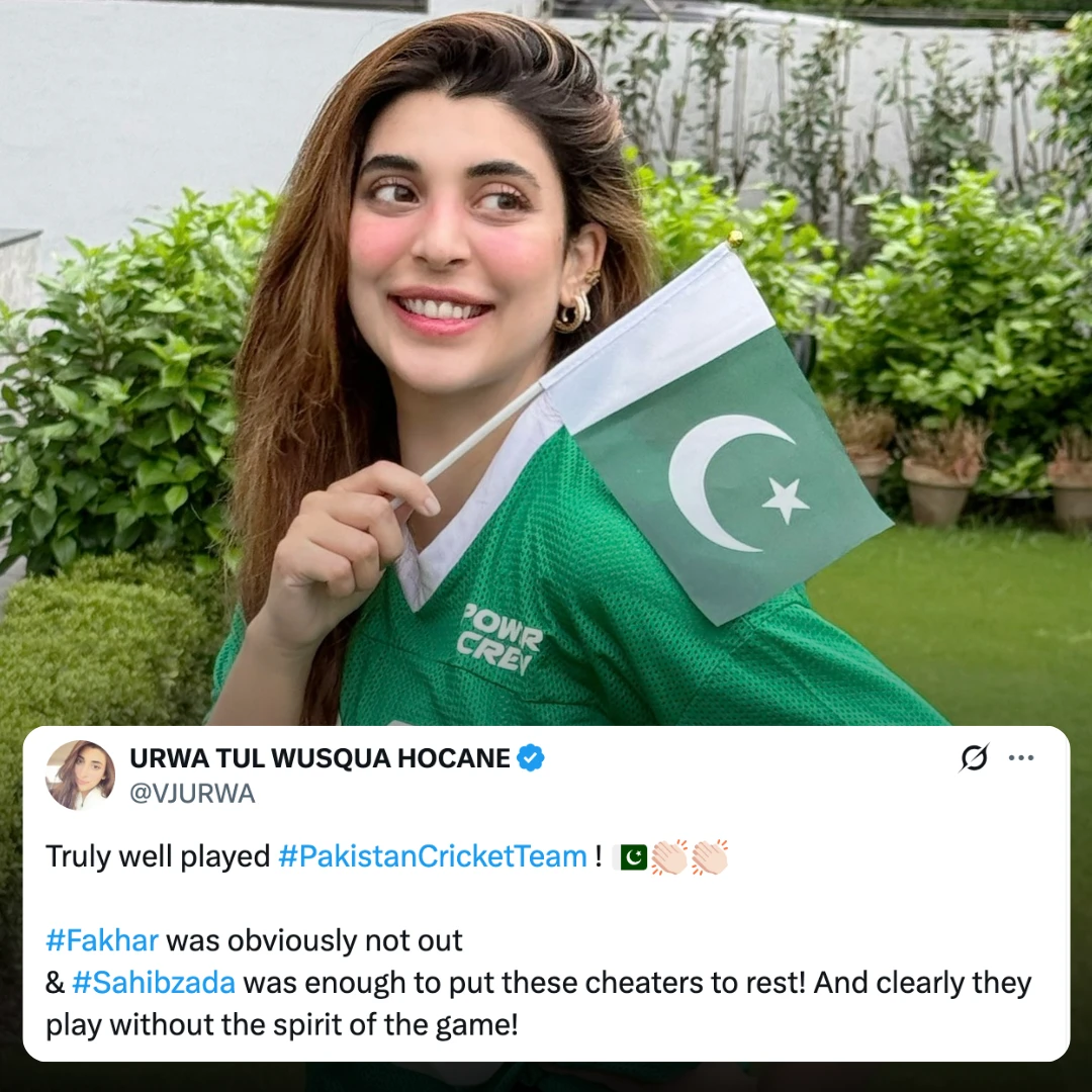 Pakistani actress Urwa Hocane calls Indian players cheaters