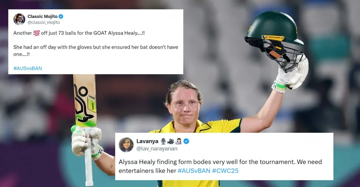 Fans erupts as Alyssa Healy hammers her second consecutive Women’s World Cup 2025 century during AUS vs BAN match