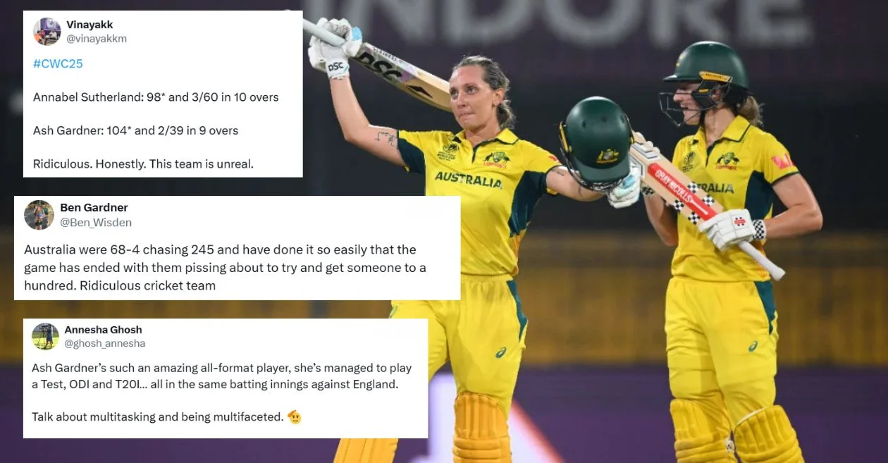 Women’s World Cup 2025: Fans erupt after Australia’s winning streak continues as Annabel Sutherland and Ashleigh Gardner guide flawless chase against England