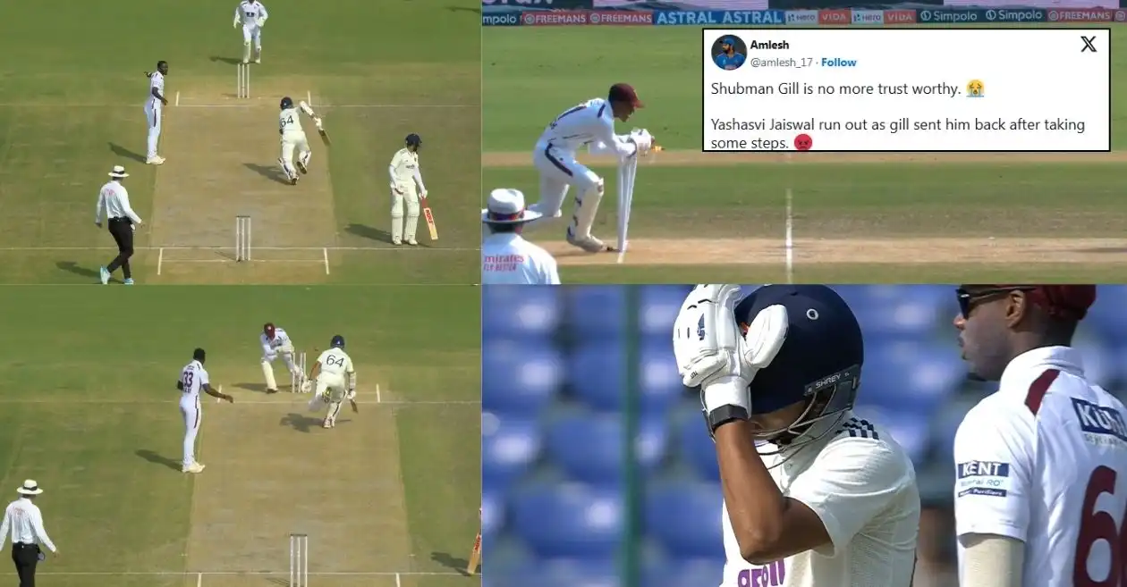 IND vs WI: Fans slam Shubman Gill after Yashasvi Jaiswal’s run-out on Day 2 of second Test