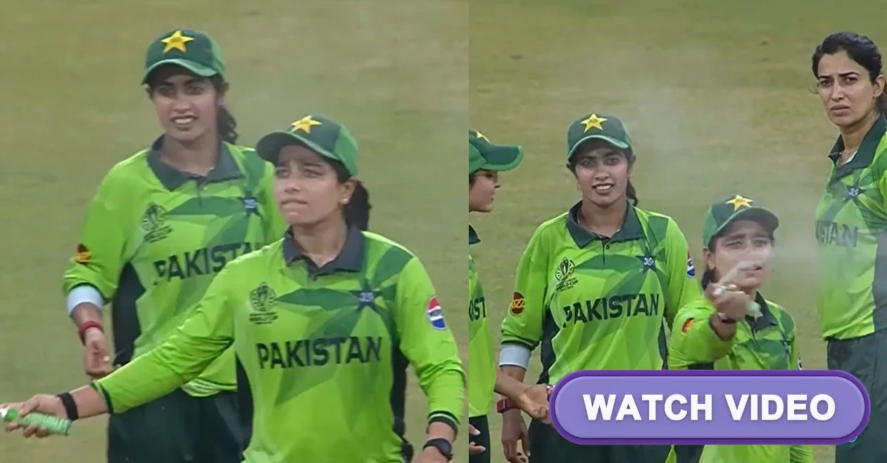 CWC 2025 [WATCH]: Fatima Sana uses bug spray mid-match to combat bug invasion during IND-W vs PAK-W game