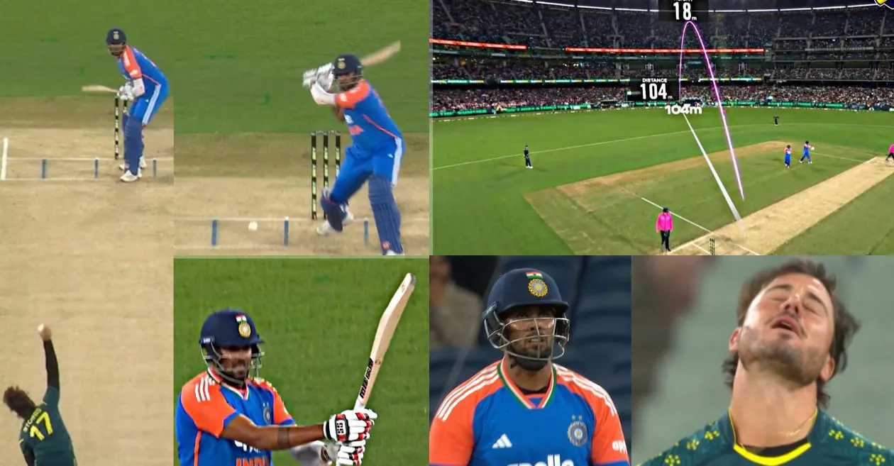 AUS vs IND [WATCH]: Harshit Rana launches a monstrous 104-meter six off Marcus Stoinis in 2nd T20I