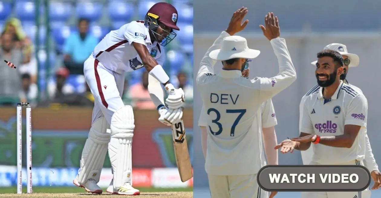 IND vs WI [WATCH]: Jasprit Bumrah sends Khary Pierre’s stumps flying on Day 3 of the Delhi Test