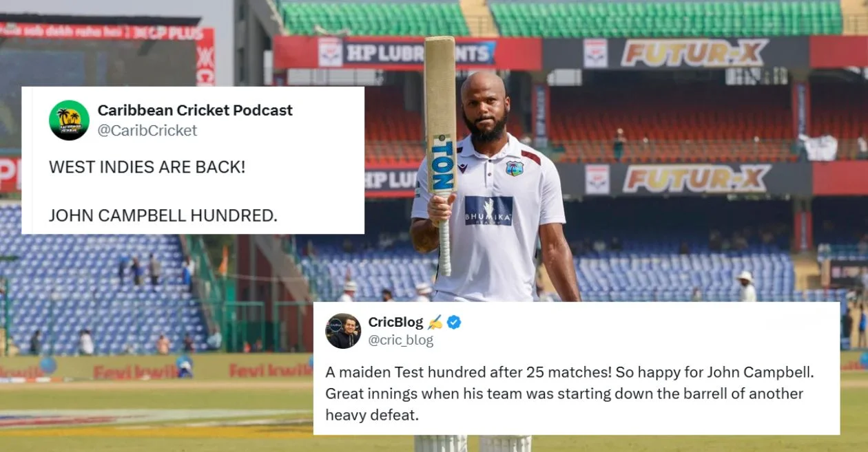 Fans celebrate as John Campbell smashes historic century in Delhi as West Indies fight back on Day 4 vs India