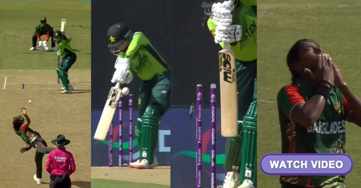 Women’s World Cup [WATCH]: Marufa Akter strikes with deadly inswinger to dismiss Omaima Sohail for a golden duck in PAK-W vs BAN-W game