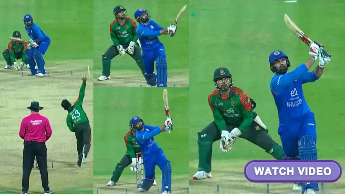 WATCH: 6,6,6 – Mohammad Nabi goes berserk with his explosive hitting against Mehidy Hasan Miraz during AFG vs BAN 3rd ODI