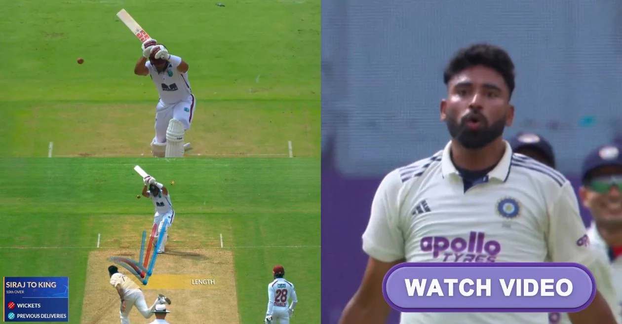 IND vs WI [WATCH]: Mohammed Siraj pulls off Cristiano Ronaldo’s ‘Siu’ celebration after cleaning up Brandon King on Day 1 of Ahmedabad Test