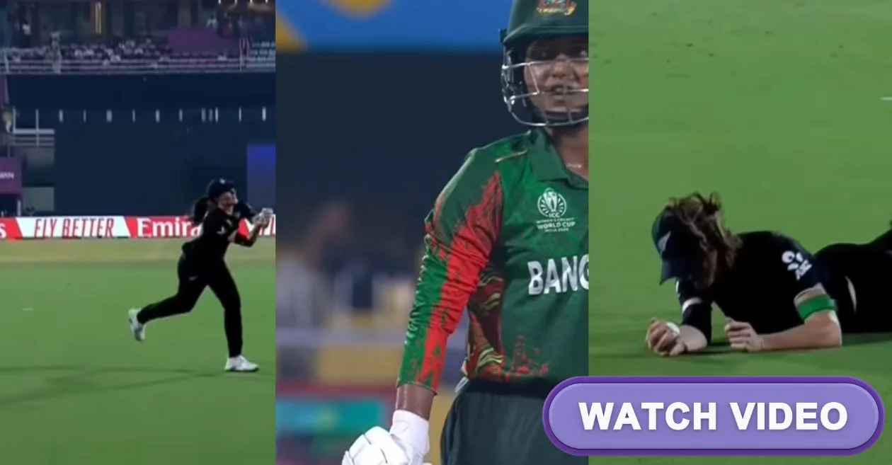 NZ vs BAN [WATCH]: Rosemary Mair pulls off a stunning diving catch as Nigar Sultana’s poor run continues in Women’s World Cup 2025