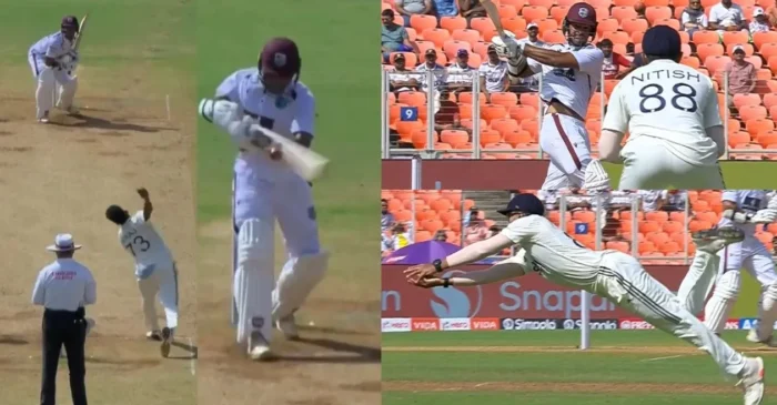 IND vs WI [WATCH]: Nitish Kumar Reddy pulls off a brilliant flying catch to get rid of Tagenarine Chanderpaul on Day 3 of the first Test