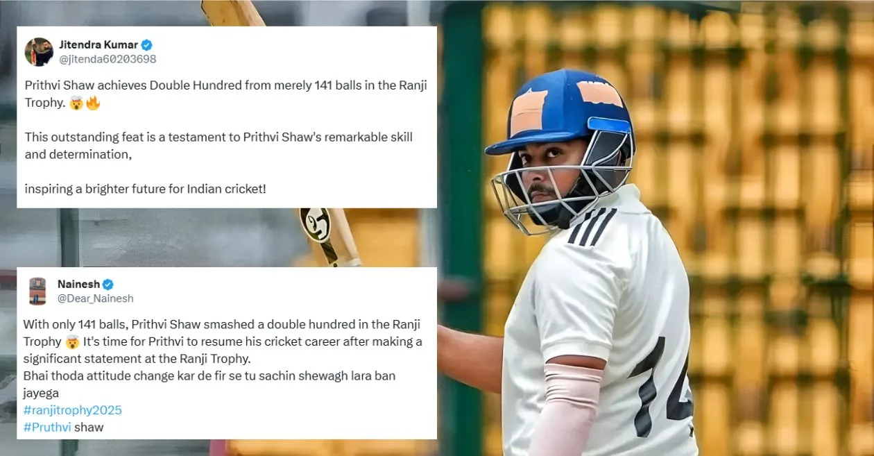 Fans go gaga as Prithvi Shaw delivers a masterclass with a double century for Maharashtra vs Chandigarh | Ranji Trophy 2025-26