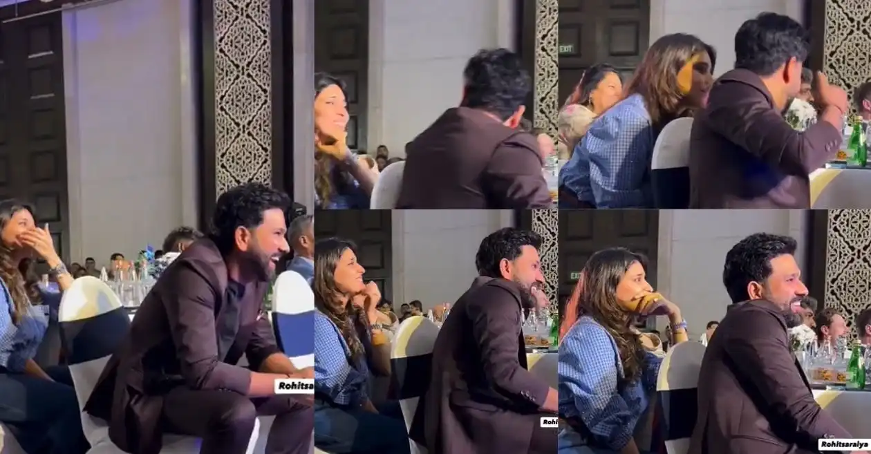 WATCH: Rohit Sharma and Ritika Sajdeh’s adorable chemistry steals the limelight at CEAT Cricket Awards 2025