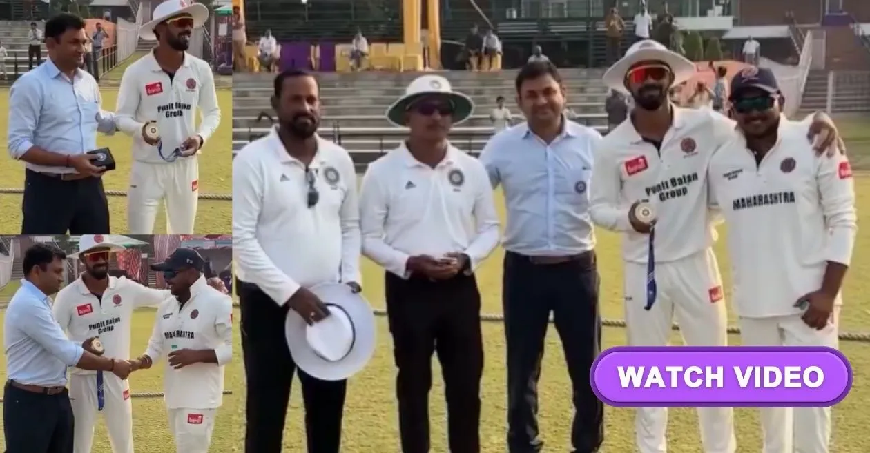 WATCH: Ruturaj Gaikwad’s classy gesture of giving Ranji Trophy award to Prithvi Shaw