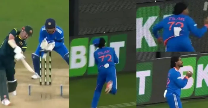 WATCH: Tilak Varma plucks a sensational catch to dismiss Travis Head in 2nd T20I – AUS vs IND WATCH: Tilak Varma plucks a sensational catch to dismiss Travis Head in 2nd T20I – AUS vs IND