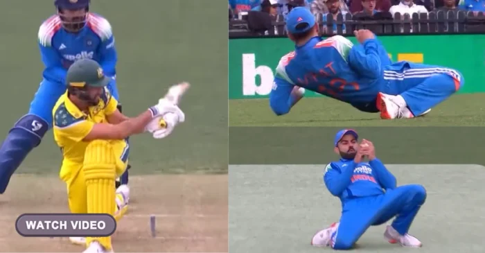 AUS vs IND [WATCH]: Virat Kohli takes a sharp catch to see-off Matthew Short in 3rd ODI
