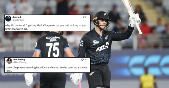 Fans erupt as Mark Chapman lights up Eden Park with explosive knock in NZ vs WI 2nd T20I