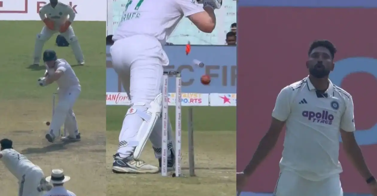 IND vs SA [WATCH]: Mohammed Siraj splits Simon Harmer’s off-stump in half with a dream delivery on Day 3 of first Test