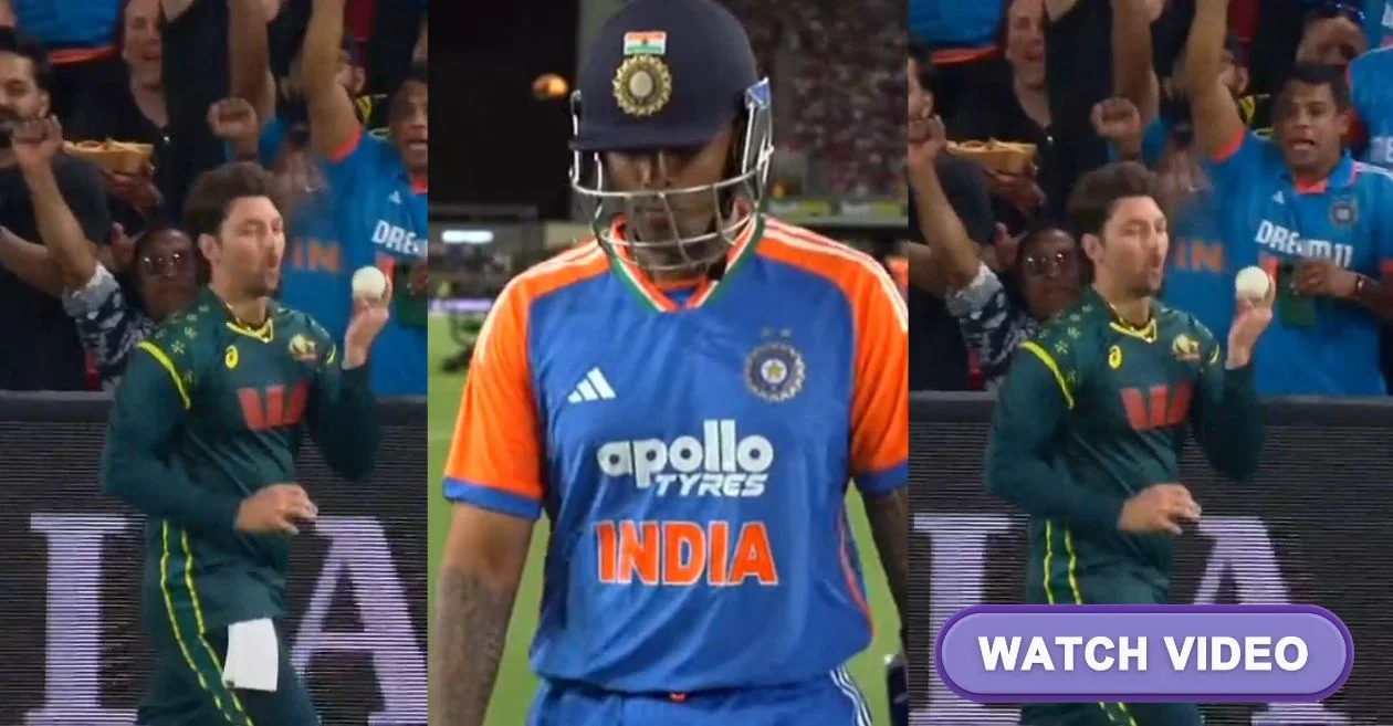 AUS vs IND [WATCH]: Tim David almost licks the ball in celebration after taking Suryakumar Yadav’s catch