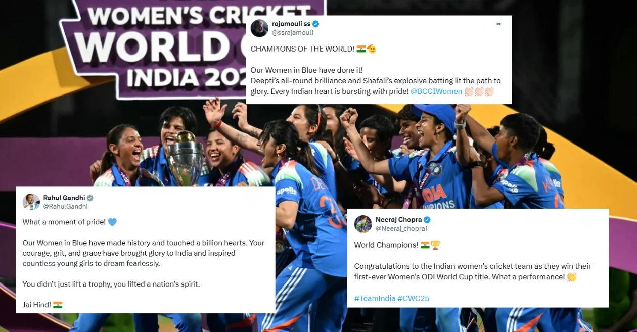 PM Modi, Neeraj Chopra, SS Rajamouli and others join celebrations after India’s historic Women’s World Cup 2025 win