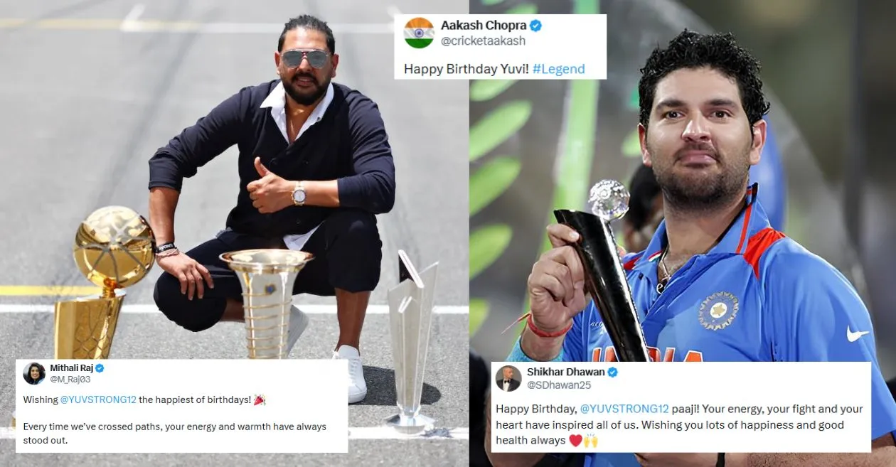 Cricket fraternity showers birthday wishes on Yuvraj Singh as the legendary all-rounder turns 44