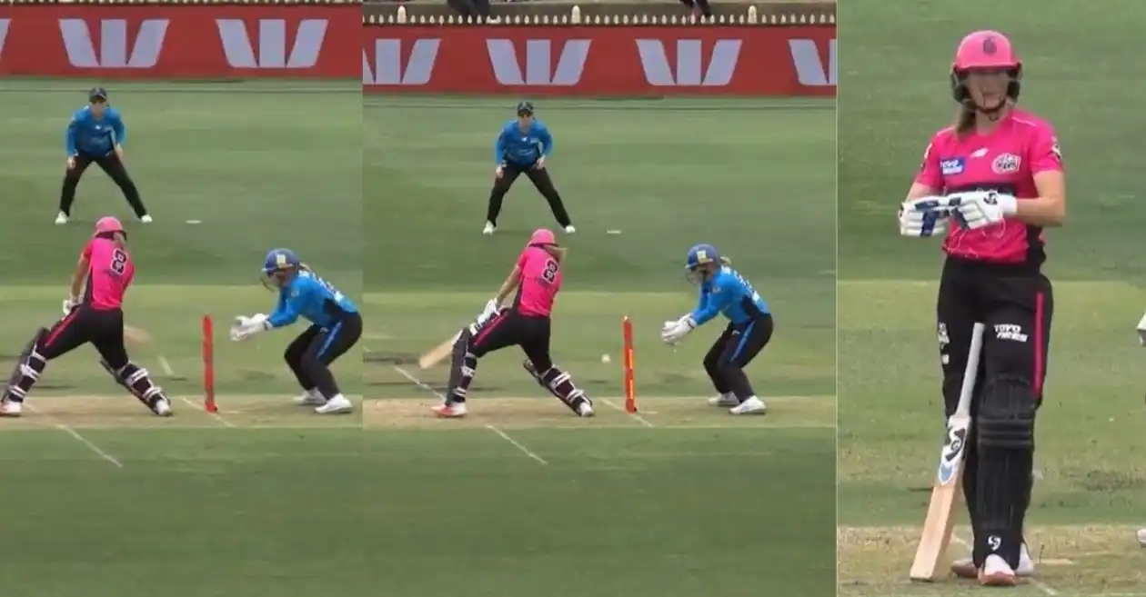 WBBL|11 [WATCH]: Ellyse Perry survives as bails stay intact despite ball hitting the stumps