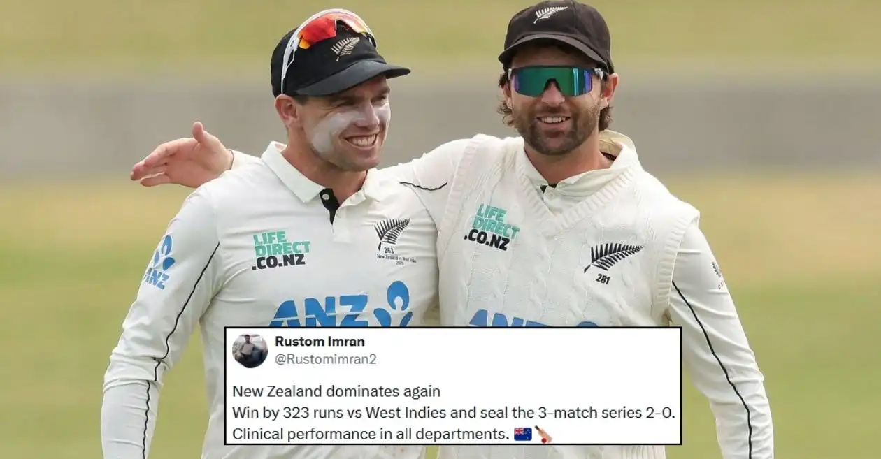 Fans erupt as Devon Conway, Tom Latham power New Zealand to series-sealing third Test triumph over West Indies