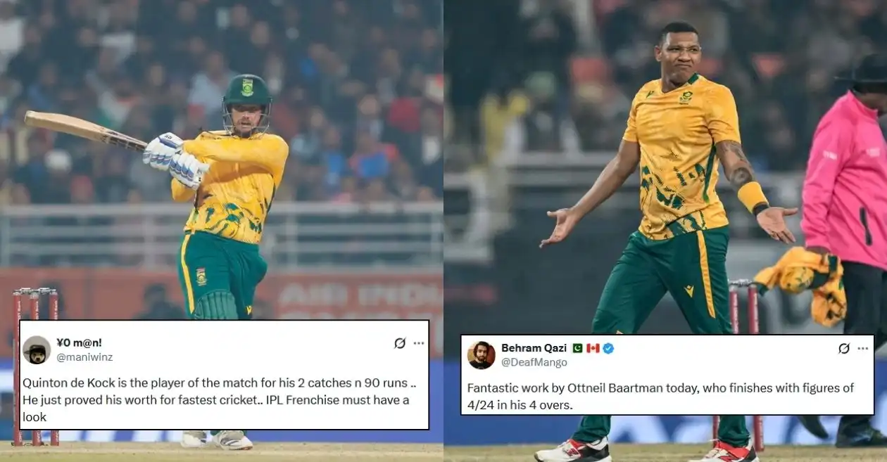 Fans react as Quinton de Kock, Ottneil Baartman power South Africa to comeback win over India in 2nd T20I