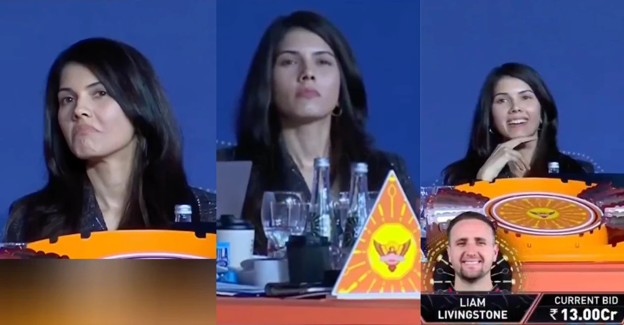 WATCH: Kavya Maran’s priceless reactions as SRH outbid LSG to sign Liam Livingstone | IPL 2026 Auction