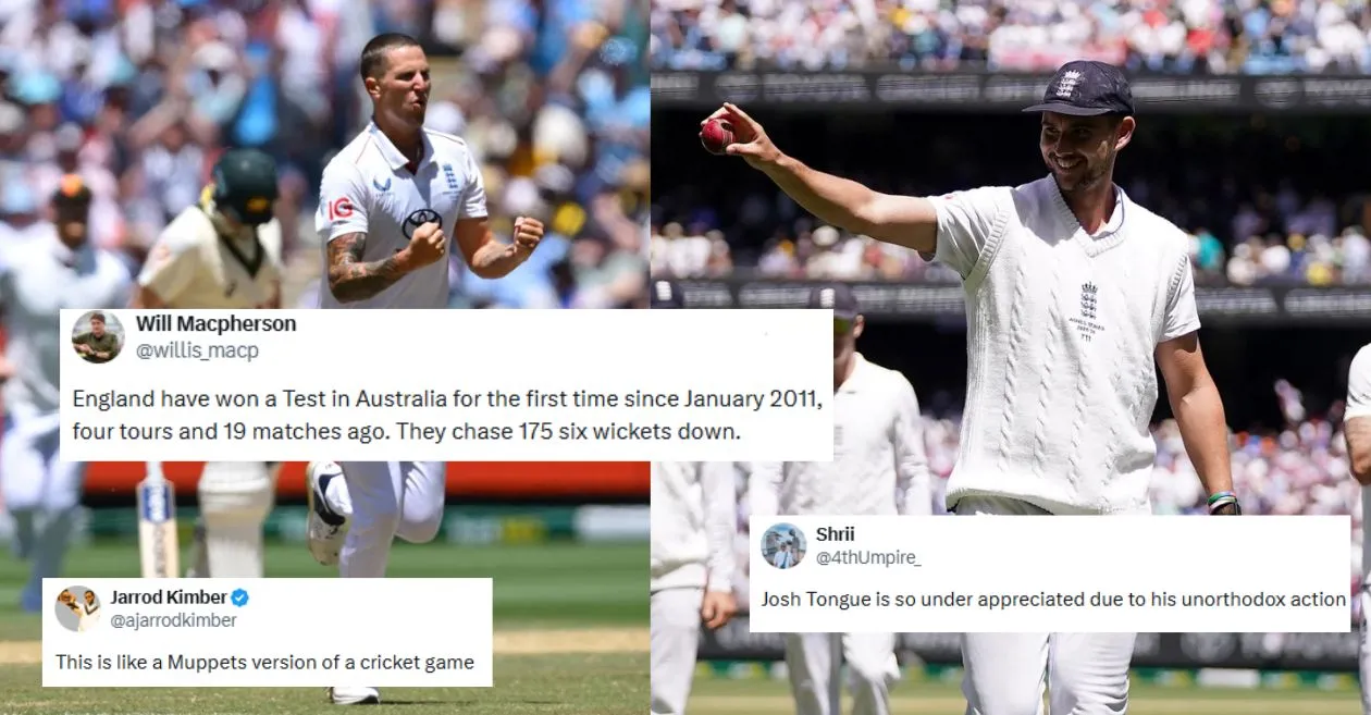 Winless streak snapped: Fans react as Brydon Carse and Josh Tongue drive England to Ashes Test success in Australia