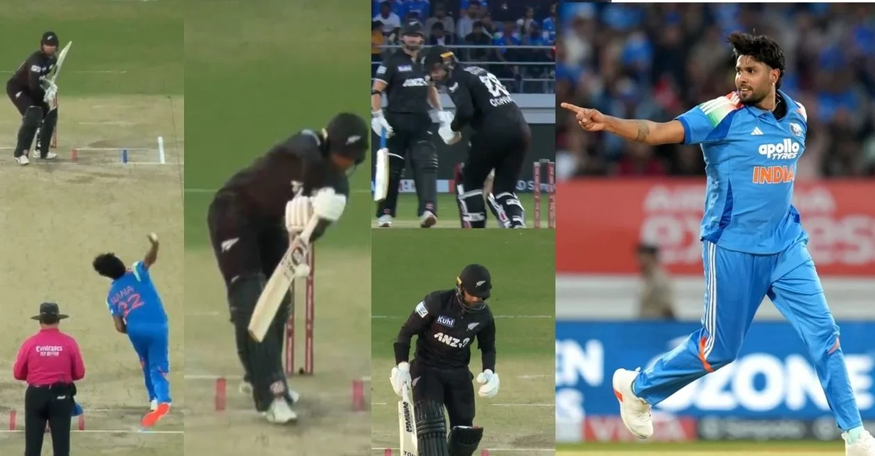 IND vs NZ [WATCH]: Harshit Rana castles Devon Conway with an absolute jaffa in 2nd ODI at Rajkot