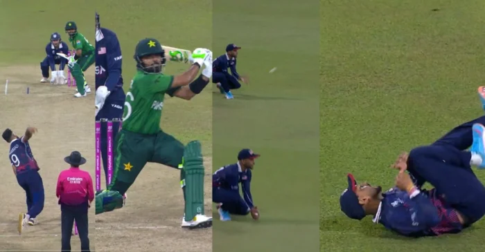 T20 World Cup 2026 [WATCH]: Babar Azam denied fifty as Milind Kumar pulls off a stunning diving catch in PAK vs USA clash